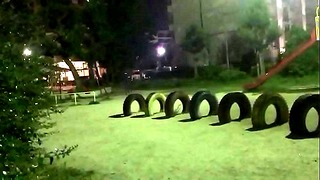野外露出ローターチンポとアナルバイブオナニー