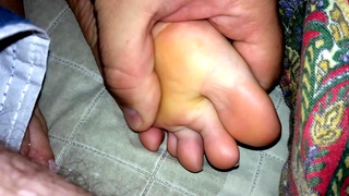 Massaging My Wife Sexy Juicy Feet In Bed