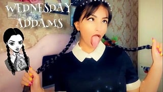Wandinha Addams Fazendo Ahegao E Garganta Profunda – Exxxtra Sloppy Ahegao Deepthroat Bj Wednesday Addams Cosplay