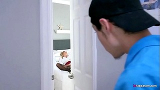 Hot MILF is Caught Masturbating By Her Stepson and Fucks Him