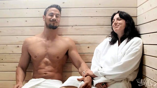 TRANS ANGELS – Skyy Can’t Help Checking Bailey Archer’s Curves In The Sauna While His Gf Sits Next To Him