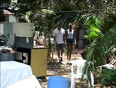 Black cock sucking pussy fucking in the garden