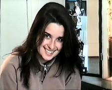 I let Michaela taste my cock, a brunette who loves masturbation and greedily licks my head
