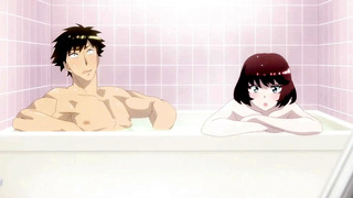 ”Moans Echo in the Steamy Outdoor Bath” Unexpected Threesome(Hentai Sex) Eng Sub